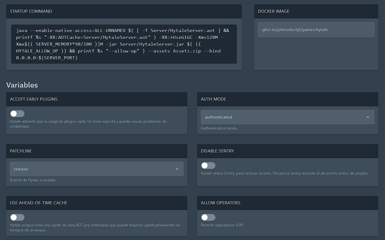 Configuración Startup