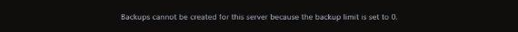 Aviso de Backups cuando el límite es 0