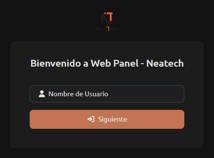 Pantalla de ingreso a wpanel